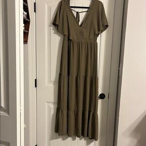 Elegant Olive Maxi Dress
